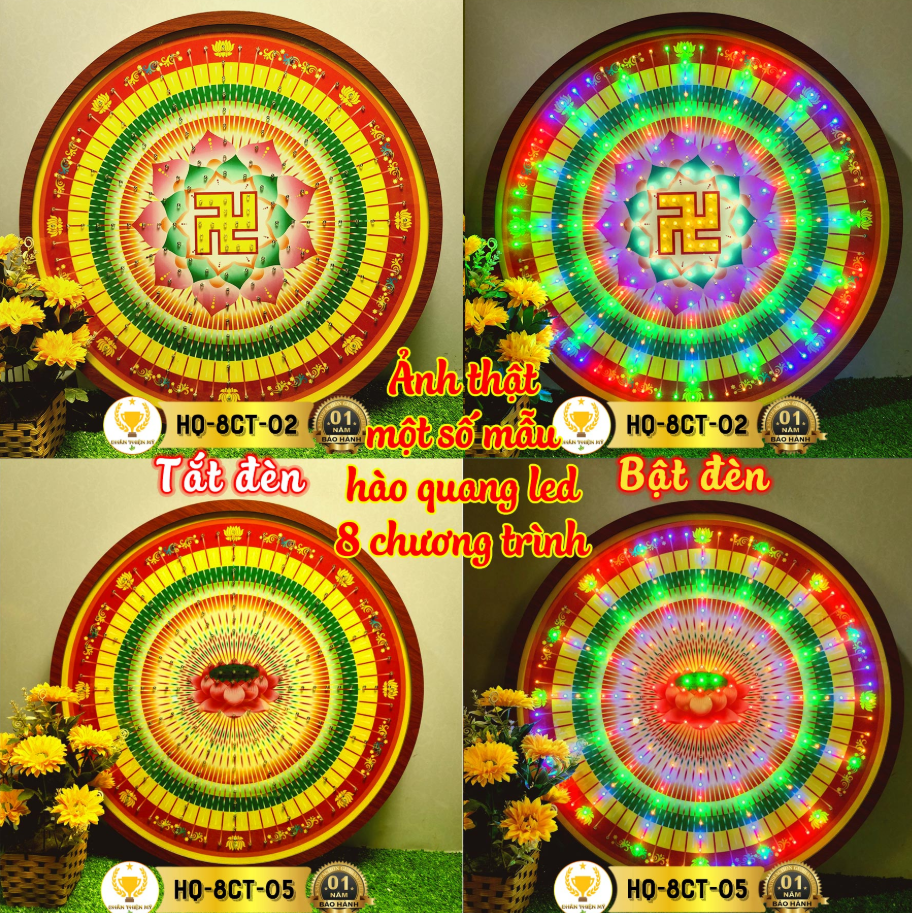 Đèn Hào Quang 8 Tấc với Hiệu Ứng Hoa Sen và Nhạc Niệm Phật